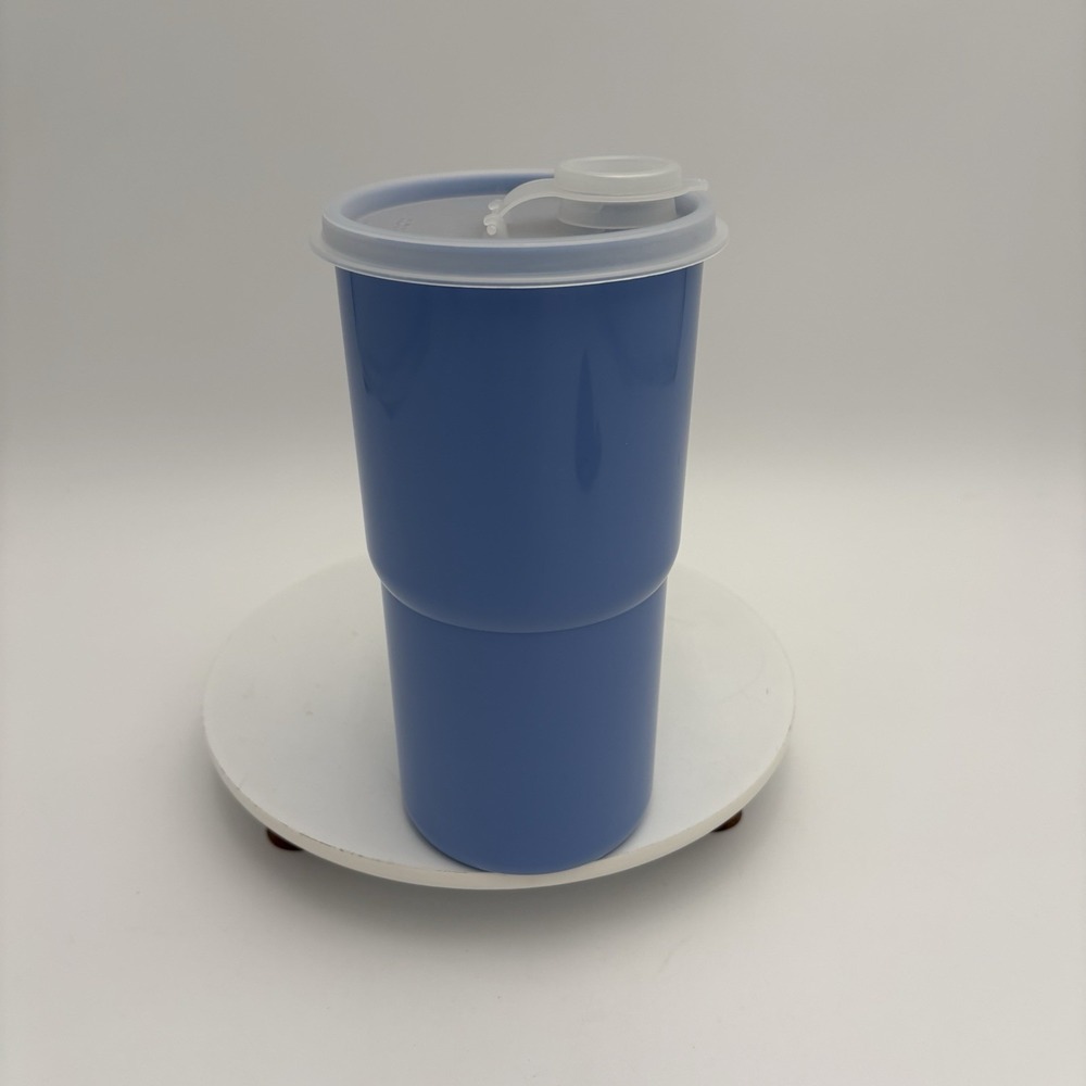 Tupperware Stackable Tumblers 30oz Aqua Blue #2414 With Pour Seal